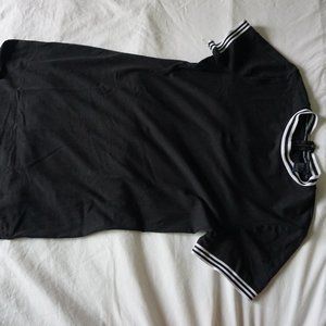 Cotton T-shirt Dress | Stripe Collar | Black&White